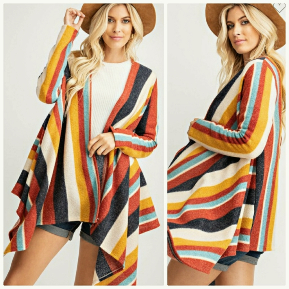 Multi color waterfall cardigan
